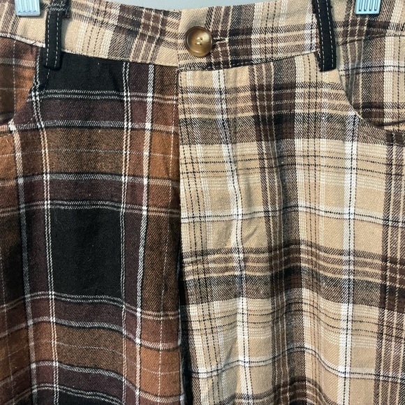 Mismatched Split Plaid Brown Pants ! 🥀 - Picture 3 of 3
